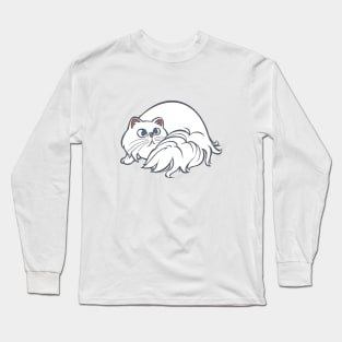 All Curled Up--White Persian Style Long Sleeve T-Shirt